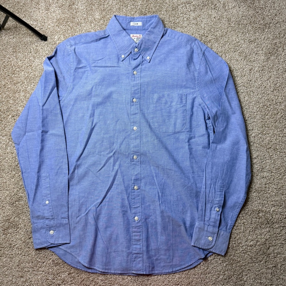 J.Crew Broken-In Oxford Shirt Mens M Blue Slim Fit Organic Cotton Button Down